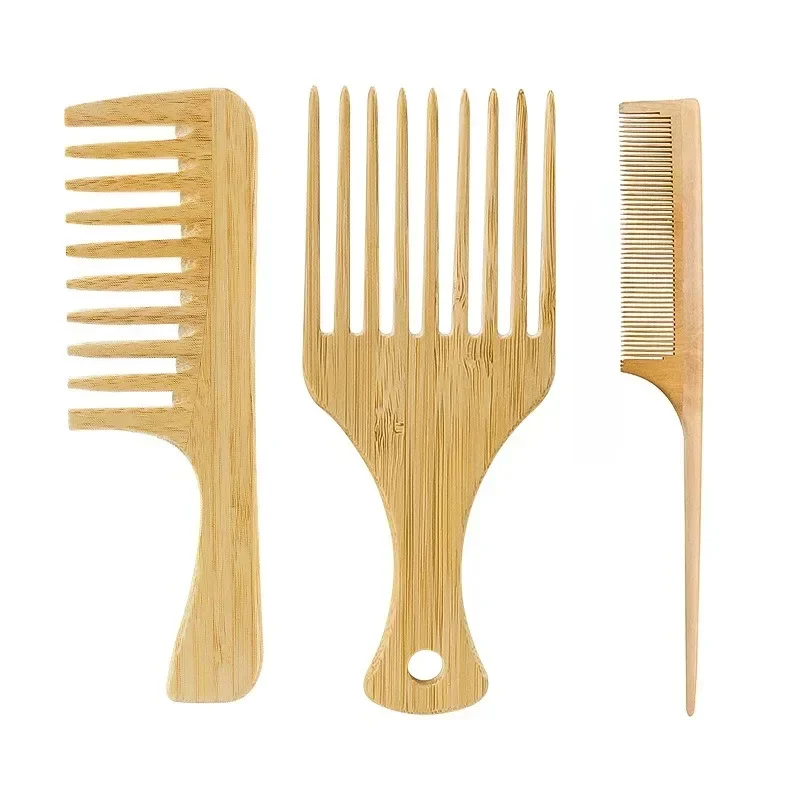 Bamboo Cutlery Set - 1szt Naturalny bambusowy drewniany grzebień do